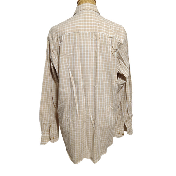 David Donahue Beige Windowpane Plaid Men's Button Down Dress Shirt XL - Picture 3 of 5
